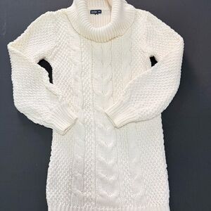 BABY GAP Cream Cable Knit Turtleneck Sweater Dress.
